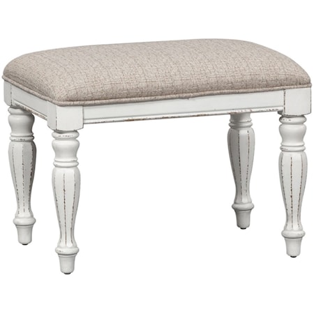 Relaxed Vintage Upholstered Accent Bench