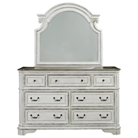 Relaxed Vintage 7-Drawer Dresser and Mirror Set