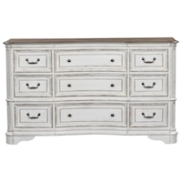 Relaxed Vintage 9-Drawer Dresser with Felt Lined Top Drawers