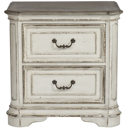 2 Drawer Nightstand with Top Felt-Lined Drawer