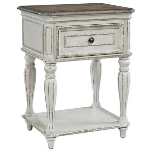 One Drawer Nightstand with Storage Shelf