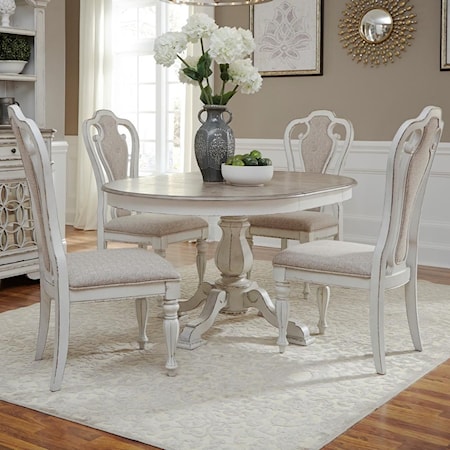 5 Piece Table Set with Upholstered Splat Back Chairs