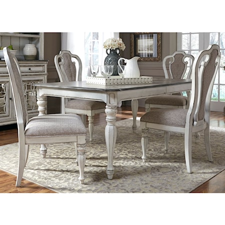 5 Piece Rectangular Table Set with Leaf