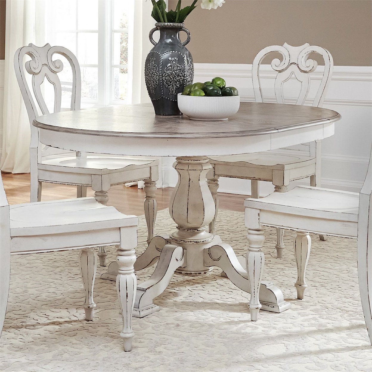 Liberty Table Liberty Furniture Magnolia Manor 244-DR-PED Pedestal Table with Leaf ...