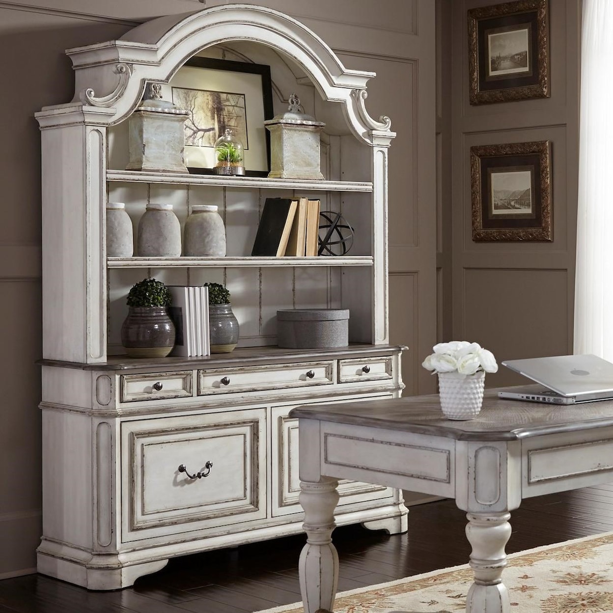 Liberty Furniture Magnolia Manor Credenza and Hutch