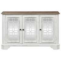 TV Console with Three Antiqued Mirror Doors