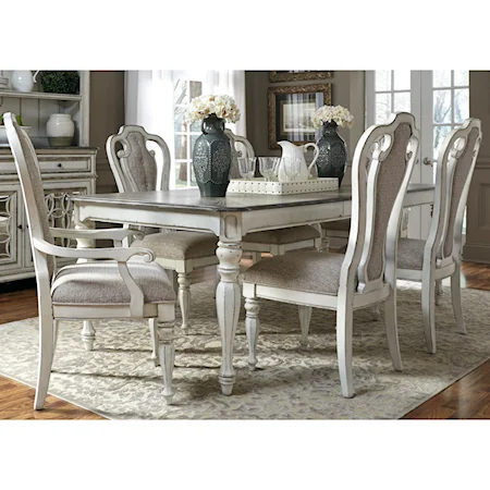 7 Piece Rectangular Table Set with Leaf