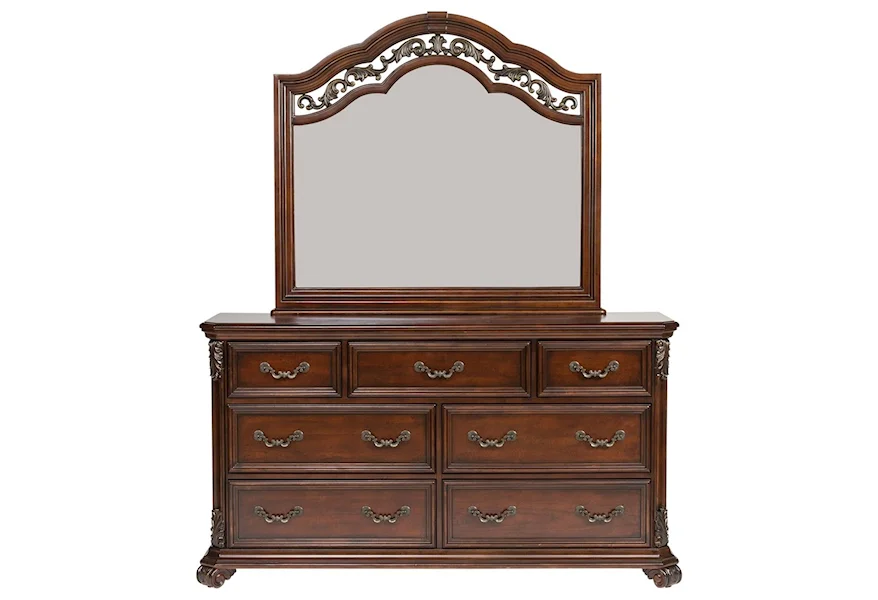Messina Estates Bedroom 7 Drawer Dresser with Mirror by Liberty Furniture at Royal Furniture