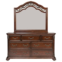 Traditional 7 Drawer Dresser and Mirror Combo