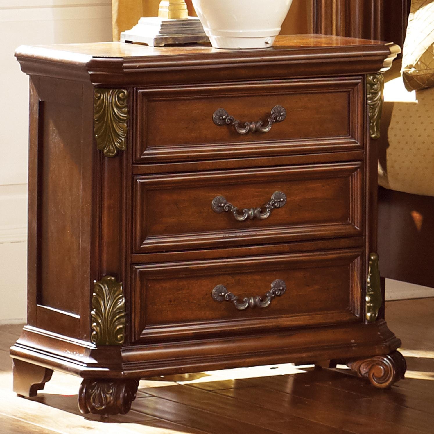 Liberty Furniture Messina Cherry Nightstand with 3 Drawers  Standard Furniture  Night Stands 