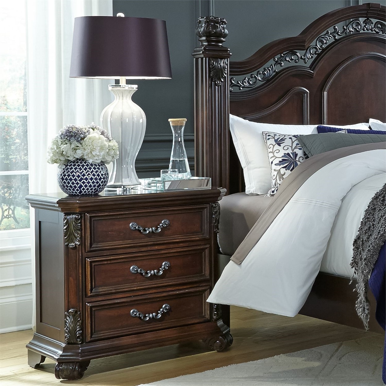 Liberty Furniture Messina Cherry 3-Drawer Nightstand