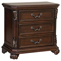 Traditional 3-Drawer Nightstand with Dovetail Construction