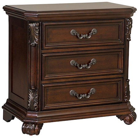 Traditional 3-Drawer Nightstand with Dovetail Construction