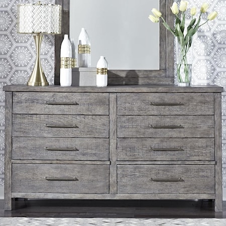 Contemporary 8-Drawer Dresser with Felt Lined Top Drawers
