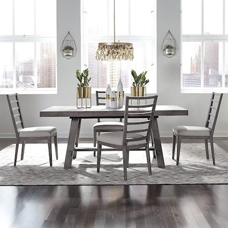 5-Piece Trestle Table and Chair Set