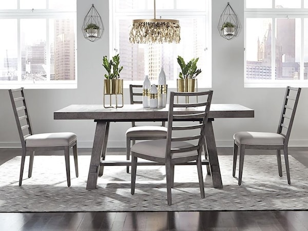 5-Piece Trestle Table and Chair Set