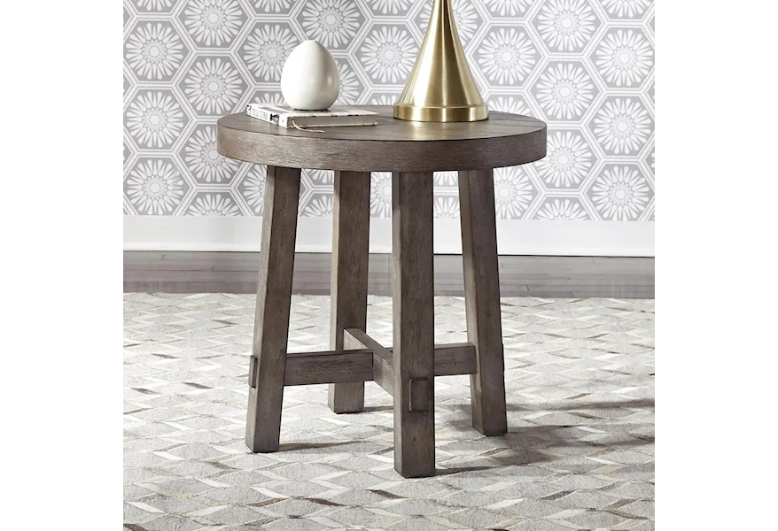 Modern Farmhouse Splay Leg Round End Table by Liberty Furniture at Sheely's Furniture & Appliance