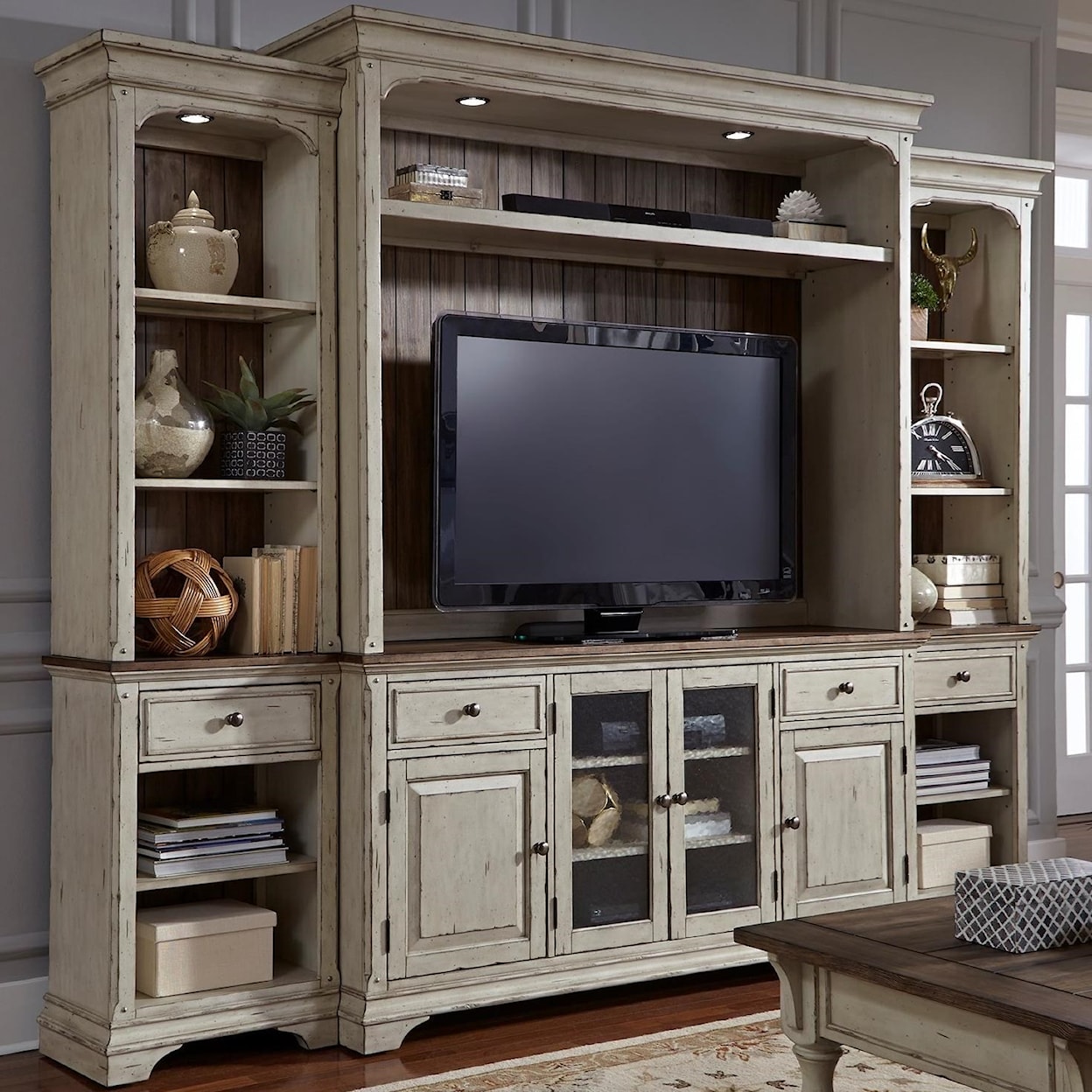 Liberty Furniture Morgan Creek Entertainment Center with Piers