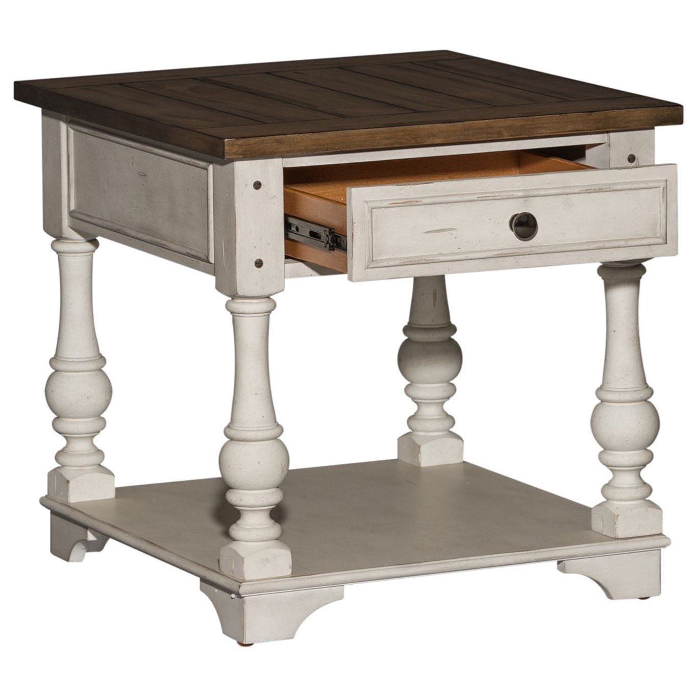 Liberty Furniture Morgan Creek End Table with Bottom Shelf Storage