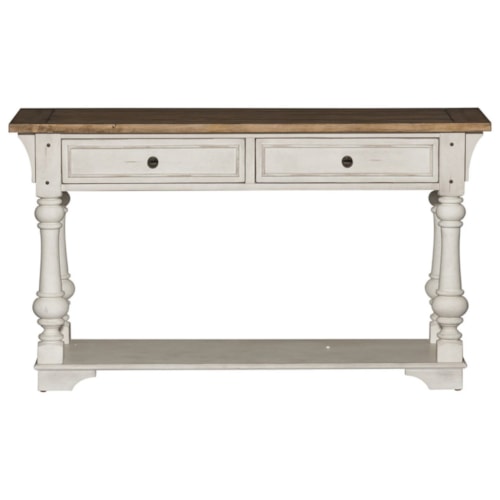 Relaxed Vintage Sofa Table with Bottom Storage Shelf