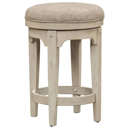 Relaxed Vintage Upholstered Console Swivel Stool