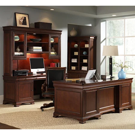 Exceutive Desk and Credenza with Hutch