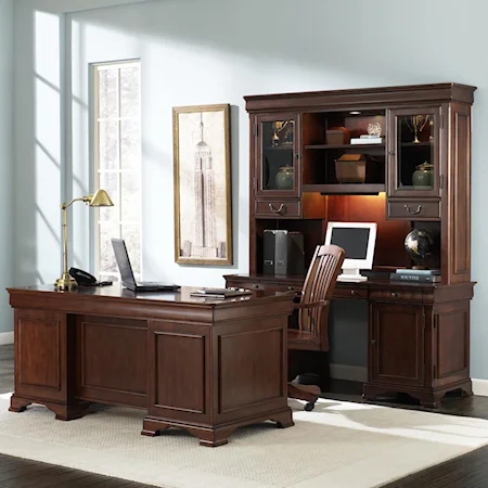 Jr Exceutive Desk and Credenza with Hutch