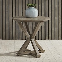 Rustic Round End Table with X-Shaped Base