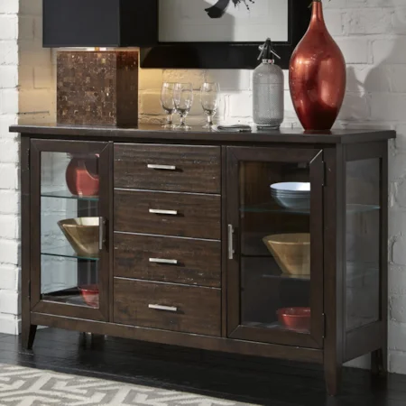 Casual Server with 4 Drawers and LED Touch Lighting