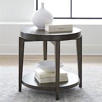 Contemporary Round End Table with Bottom Shelf
