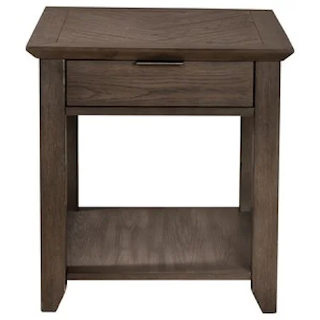 1-Drawer End Table with Herringbone Top