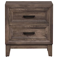 Casual 2-Drawer Nightstand with Antique Brass Handles