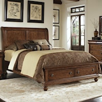 Queen Sleigh Bed Set with Storage Footboard