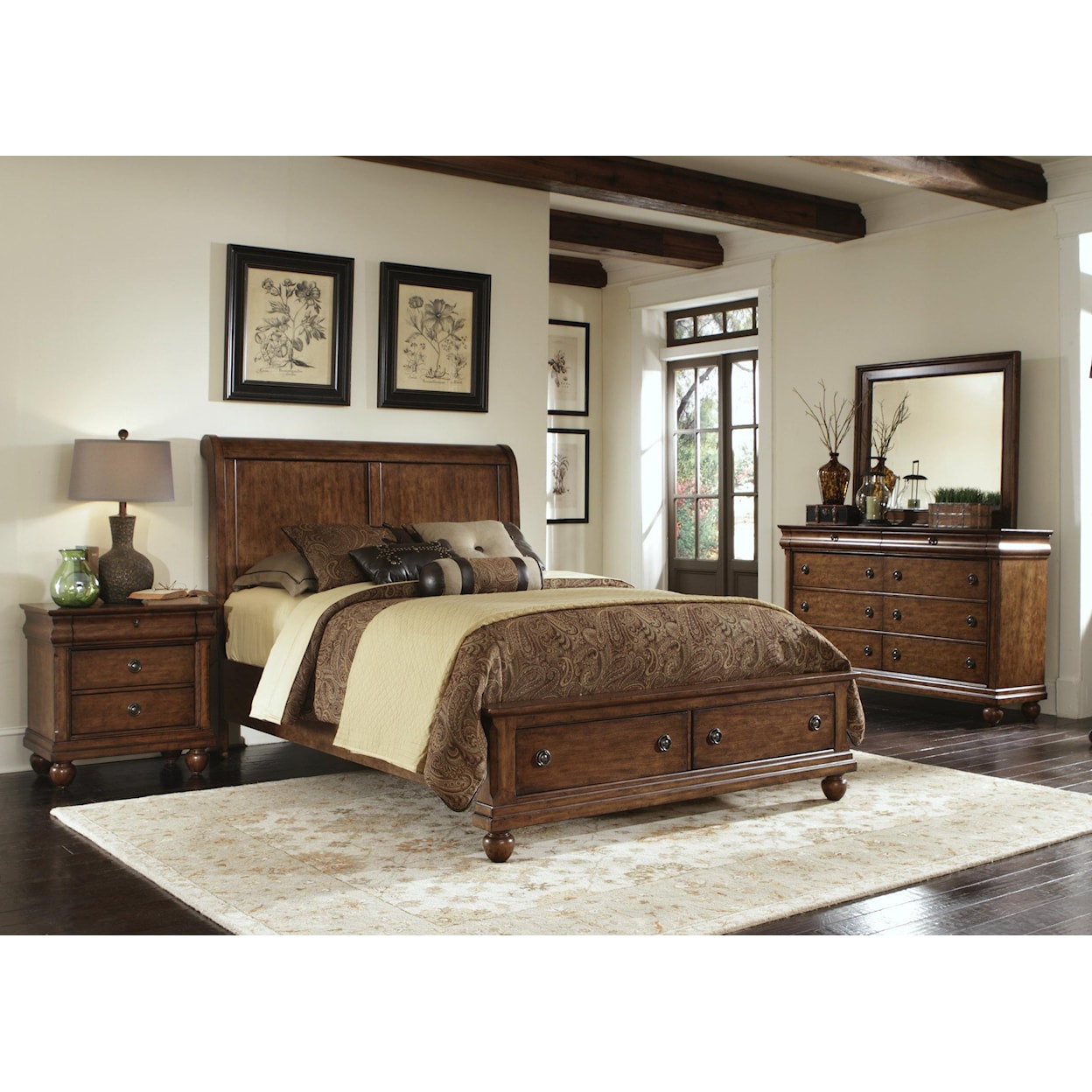 Liberty Furniture Rustic Traditions Queen Storage Bed Set