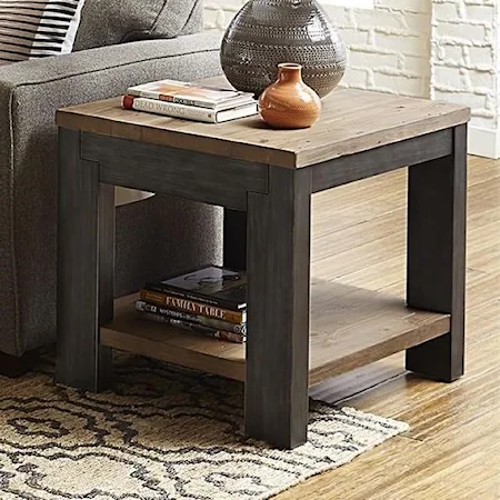 Rustic Two-Toned Rectangular End Table