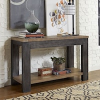 Rustic Two-Toned Sofa Table with Shelf