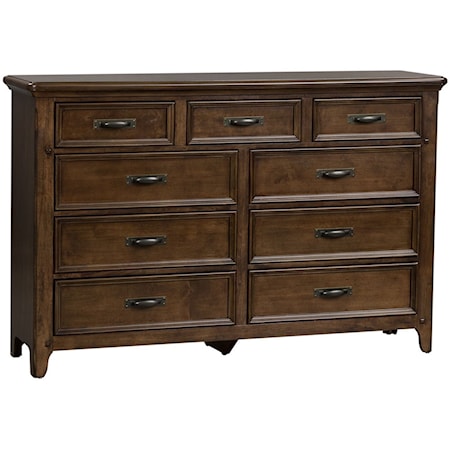 Traditional 9-Drawer Dresser with Felt-Lined Drawers