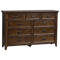 Traditional 9 Drawer Dresser with Felt-Lined Drawers