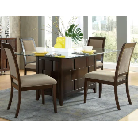 5 Piece Rectangular Table and Upholstered Chairs Set