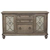 Cottage Credenza with Antiqued Mirrored Doors