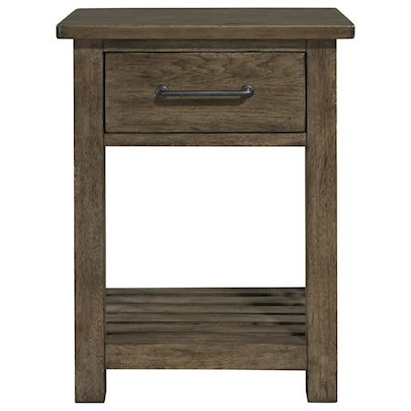 Contemporary 1 Drawer Night Stand with Slat Shelf