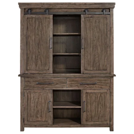Contemporary Hutch & Buffet with LED Touch Lighting