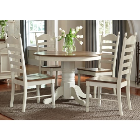 5 Piece Pedestal Table & Chair Set