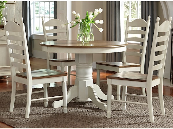 5 Piece Pedestal Table & Chair Set