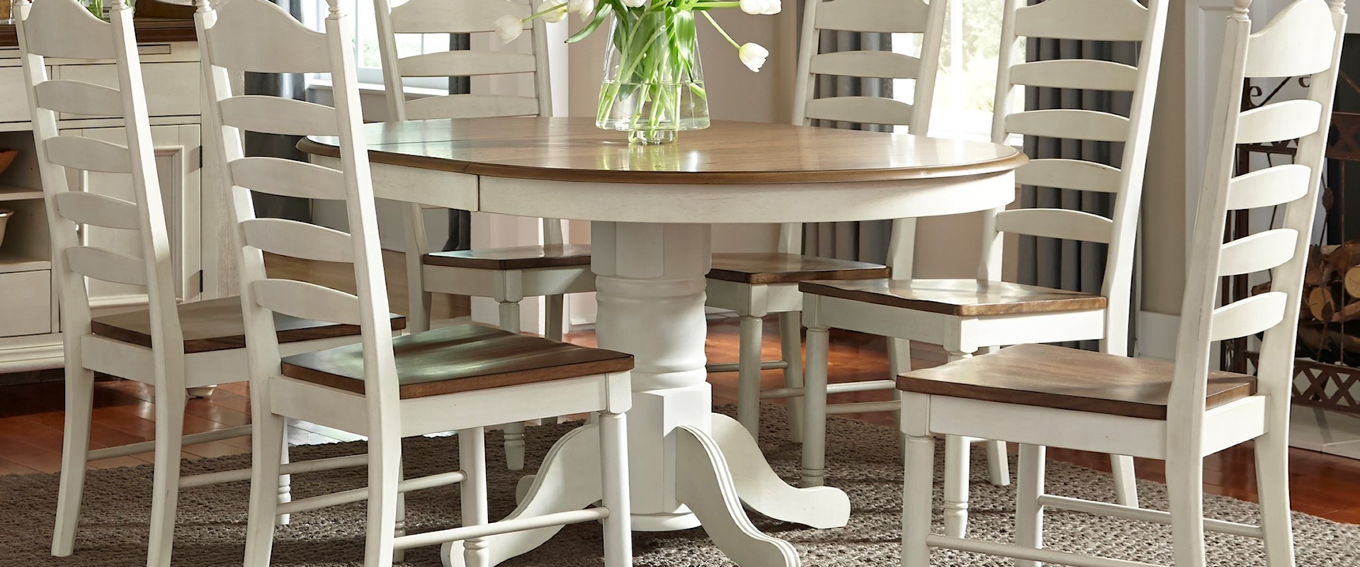 7 Piece Pedestal Table & Chair Set