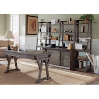 Complete 3-Piece Desk in Distressed Wood Finish