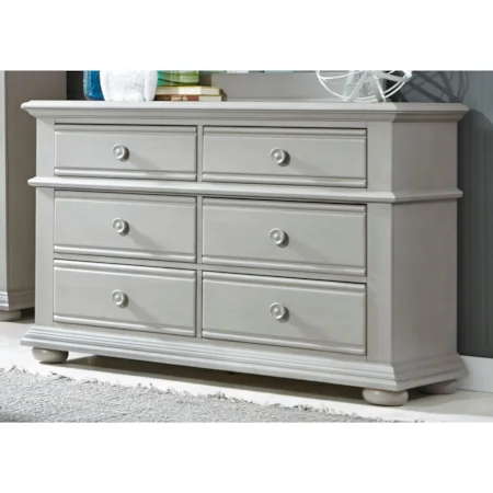 6 Drawer Dresser with Top Felt-Lined Drawers