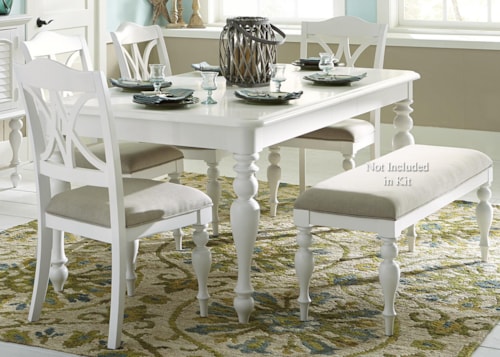 5-Piece Transitional Rectangular Dining Set with Leaf Insert