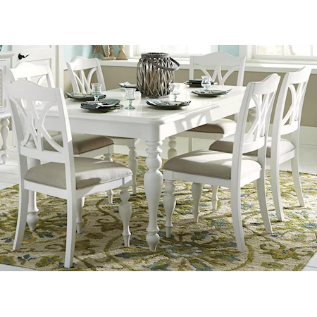 7 Piece Rectangular Table Set with Turned Legs