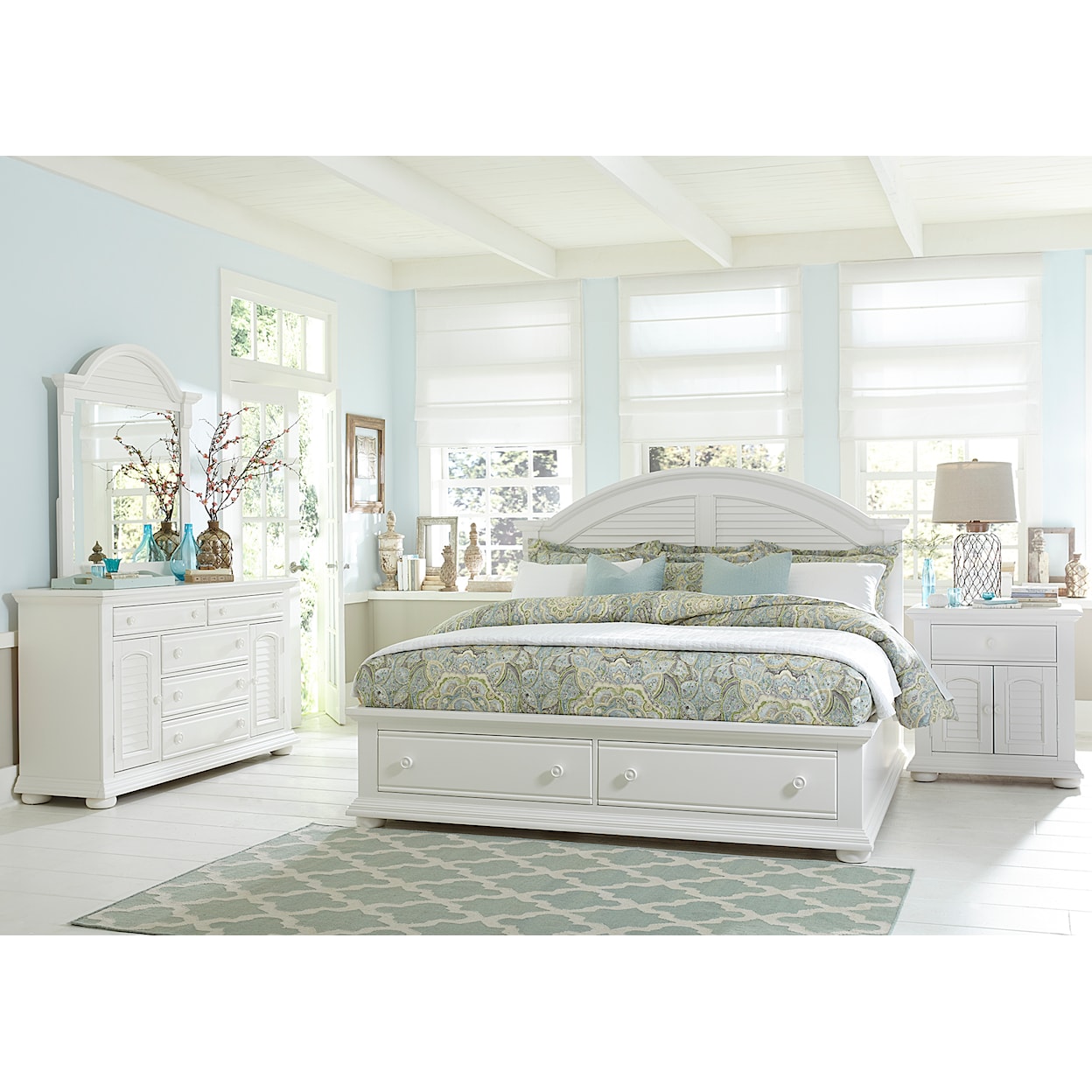 Libby Summer House 4-Piece King Storage Bedroom Group